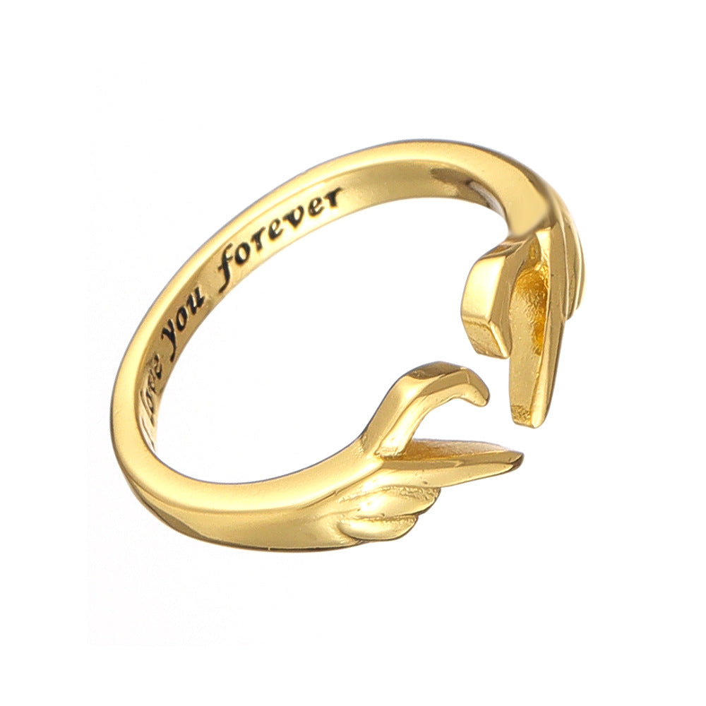 Women's High-grade Love Heart-shaped Electroplating Three-dimensional Opening Simple Ring