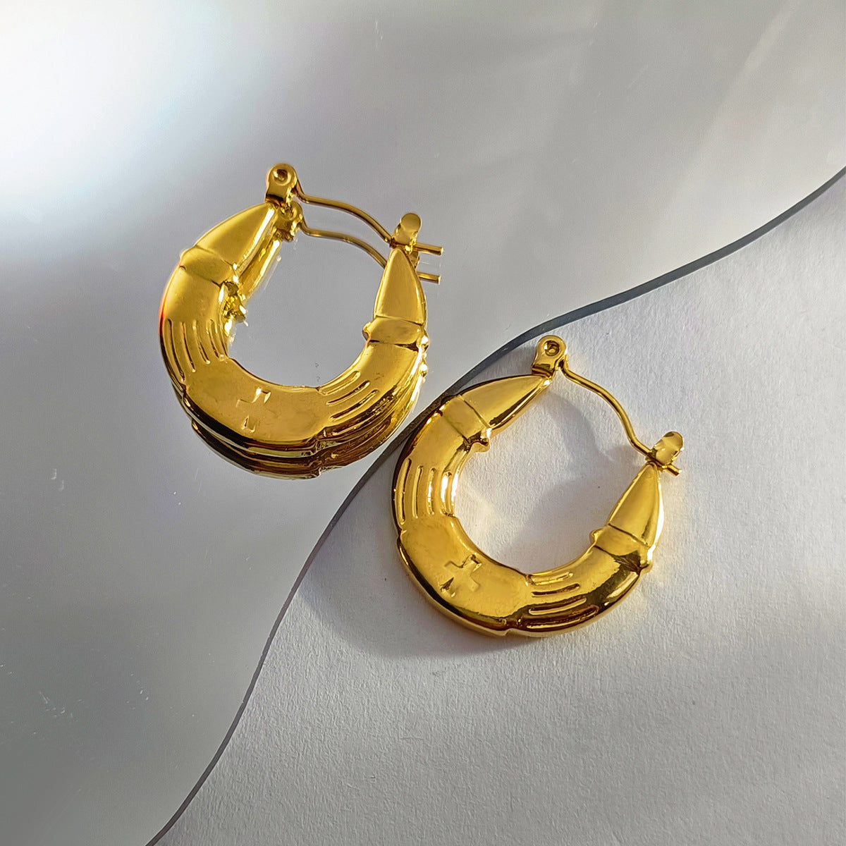 Oil Pressure Craft Titanium Steel Vacuum Gold Plating High Sense Earrings