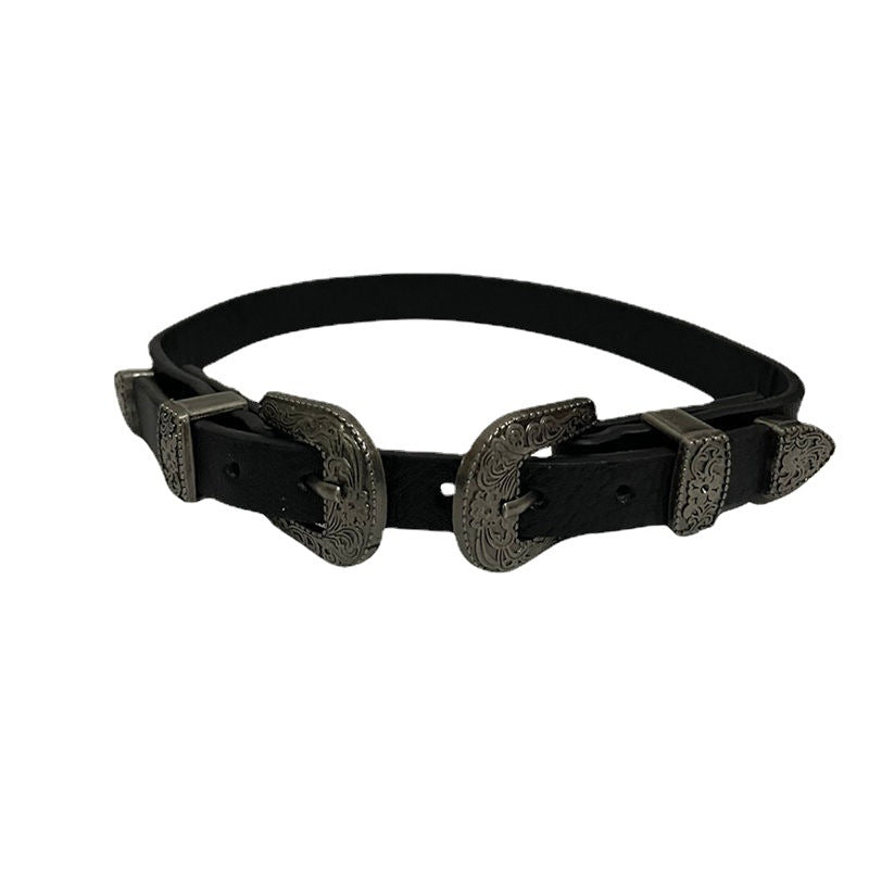 Men's Black Retro Punk Metal Leather Collar Niche High-grade Female Clavicle Necklace