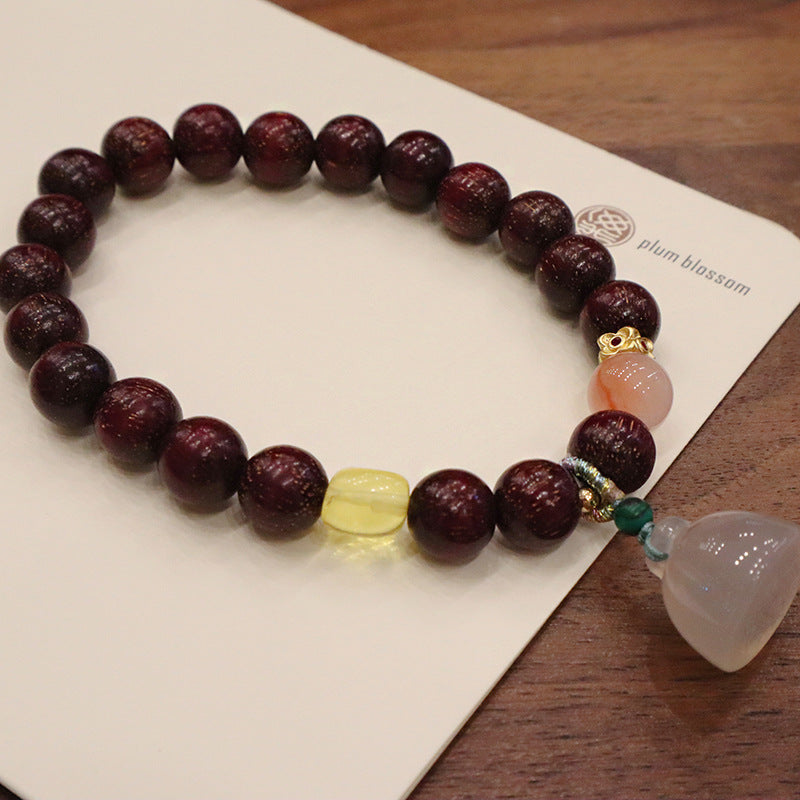 Natural Sandalwood Pterocarpus National Style Buddha Beads Gray Bracelets