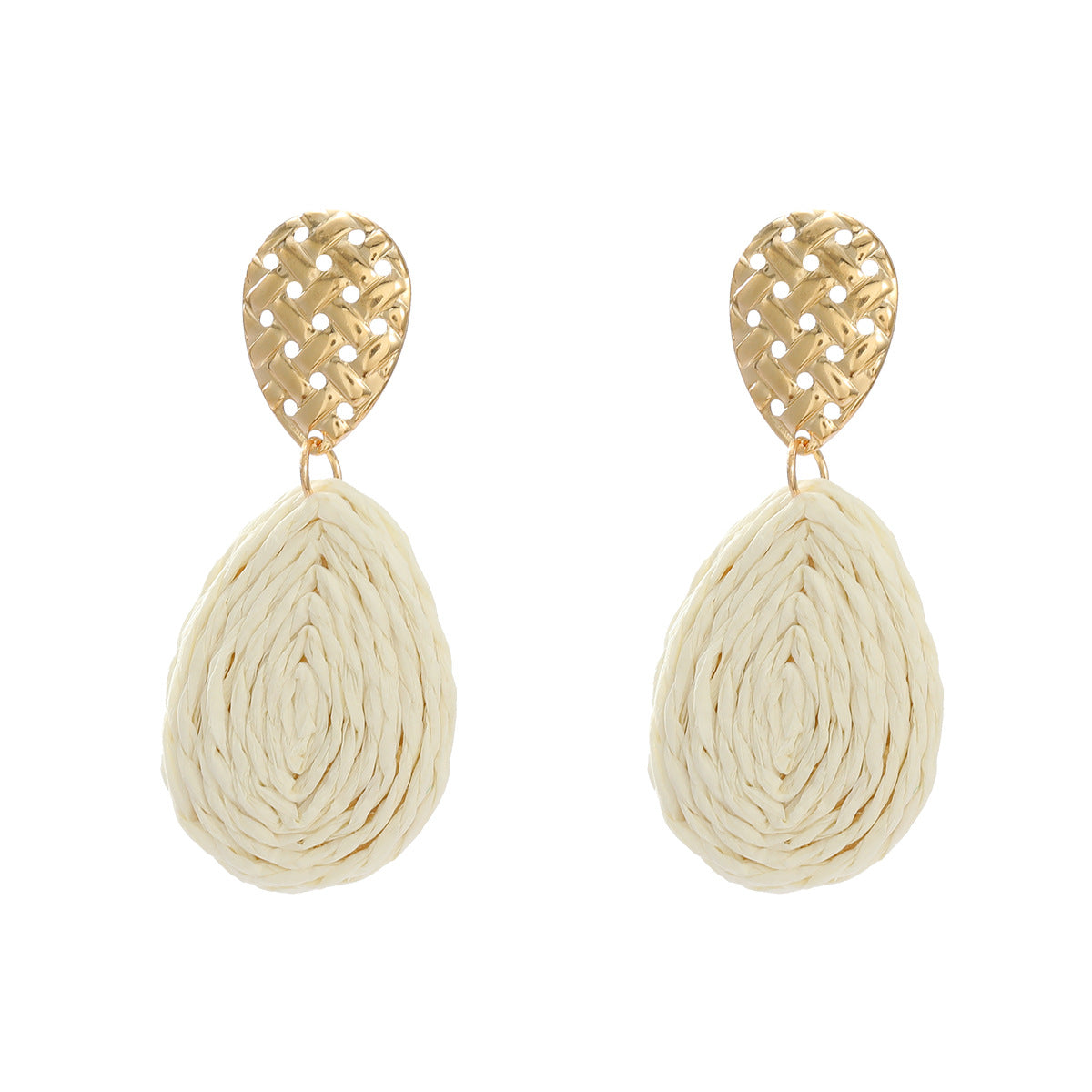 Casual Attractive Summer Raffia Exaggerated Drop-shaped Earrings