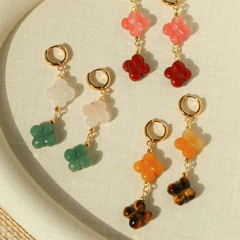 Women's Color Floret Pearl Pull High-grade Natural Stone Jewelry Set