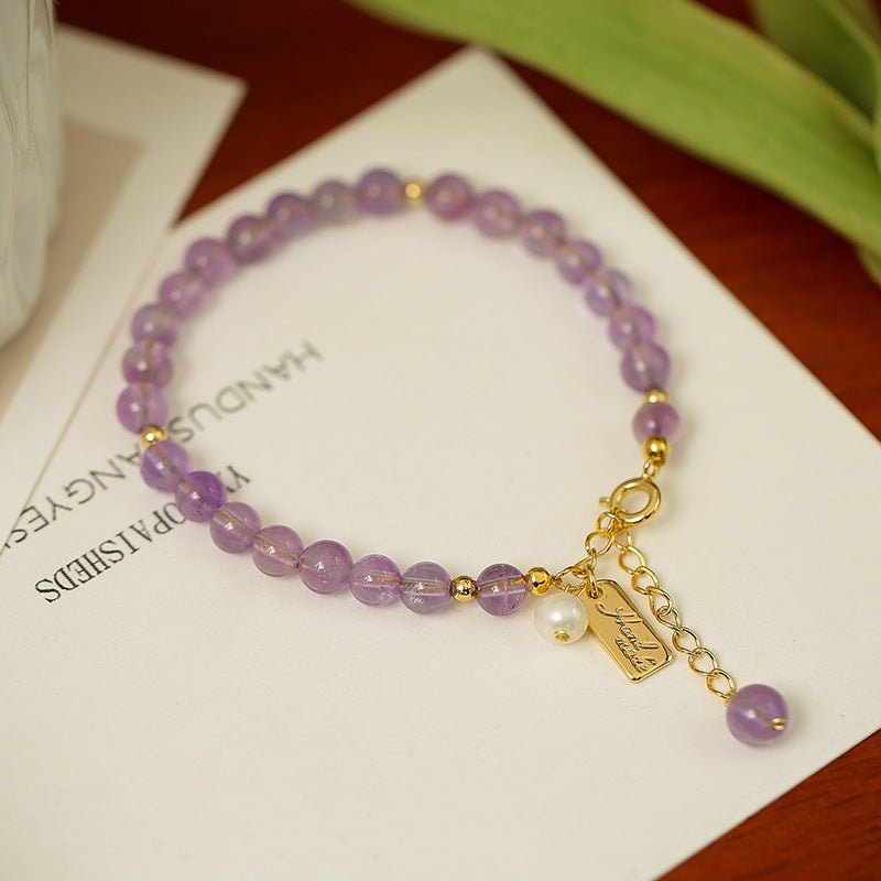 Natural Crystal Female Niche Romantic Lavender Amethyst Elegant Graceful Bracelet