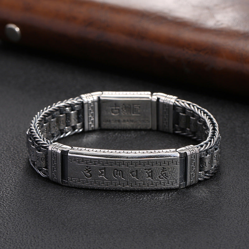 Handgefertigte Distressed Vintage Mantra-Armbänder mit sechs Wörtern für Herren