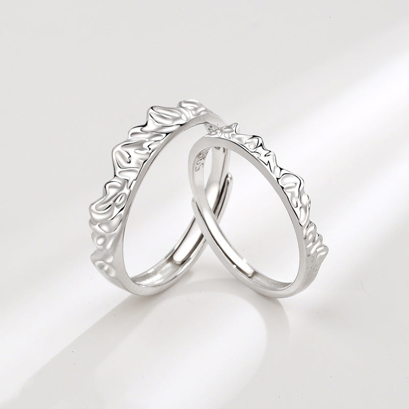 Bagues ouvertes en argent Sterling pour Couple, Version coréenne créative