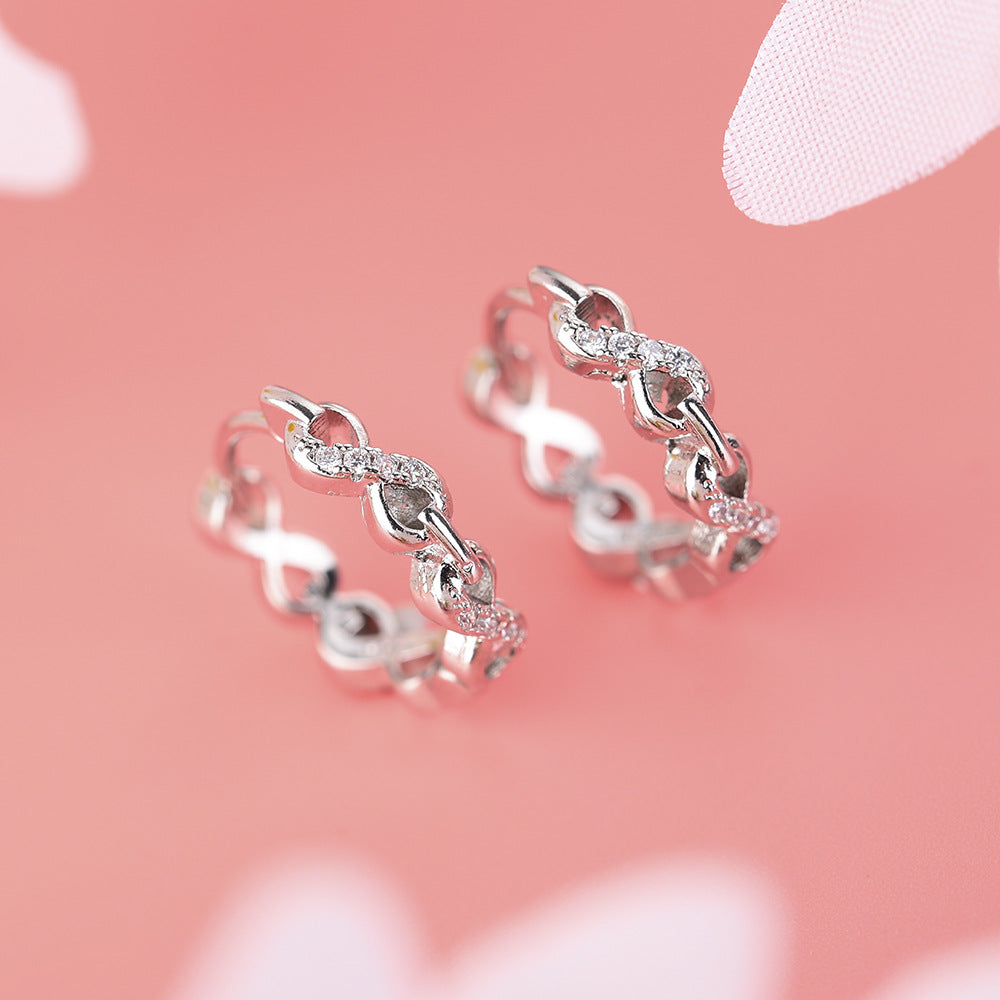 Women's Infinite Number Words Clip Cold Wind Rhinestone Zircon Mobius Ear Buckle