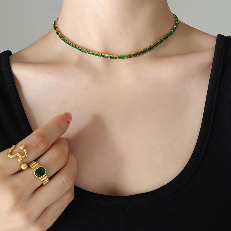 Women's Geometric Square Chain Stitching For Light Luxury Titanium Steel Necklaces