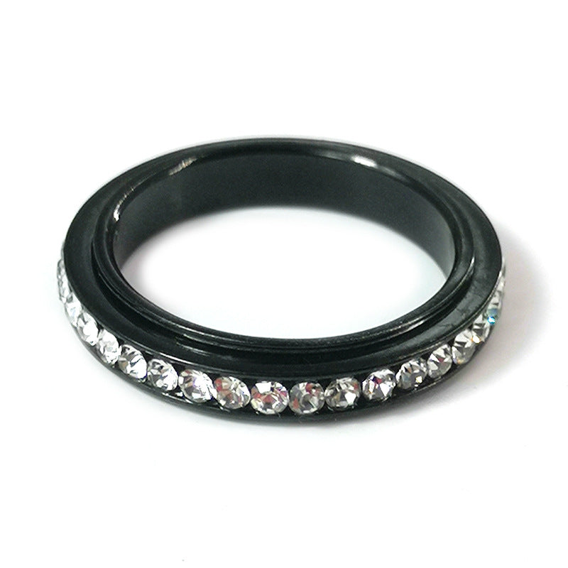 Zircon With Diamond Rotatable Couple Starry Wedding Ring