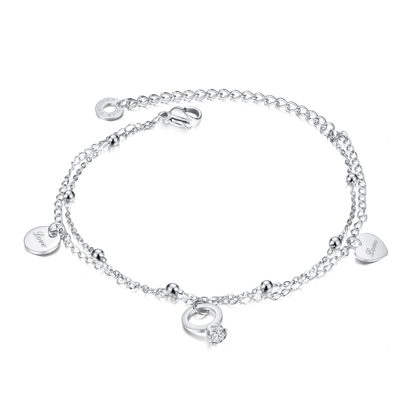 Personnalité minimaliste perles rondes amour double bracelets