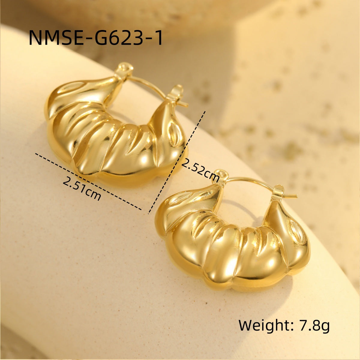 Women's Steel Sweet Cool Vintage Texture Shaped Gold-plated Earrings