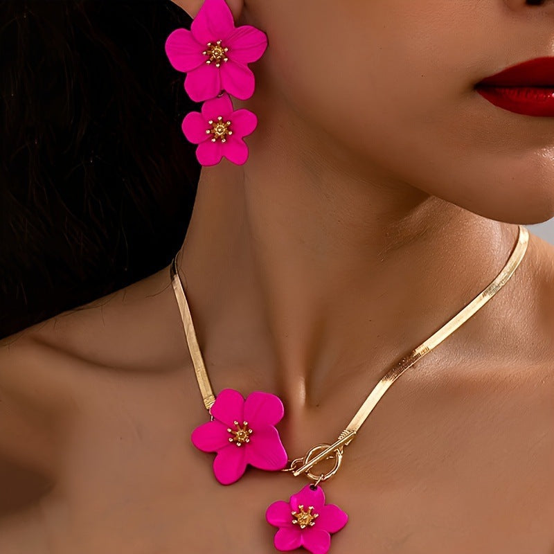 Women's Fashionable Elegant High-grade Alloy Flower Suite Jewelry Set