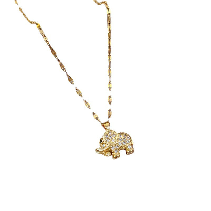 Light Luxury Real Gold Three-dimensional Elephant Necklaces