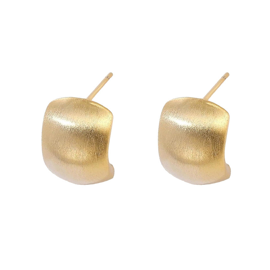French Entry Lux Metal Brushed Sier Needle Niche Bag High-grade Earrings