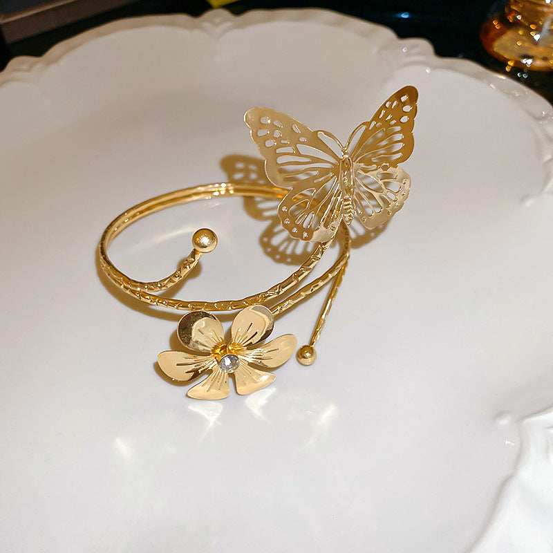 Flower Butterfly Metal Cold Style High-grade Temperament Exaggerated Bracelet