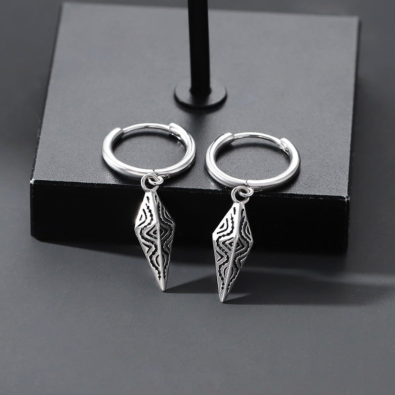 Men's Three-dimensional Tapered Ear Clip Trendy Fashion Earrings