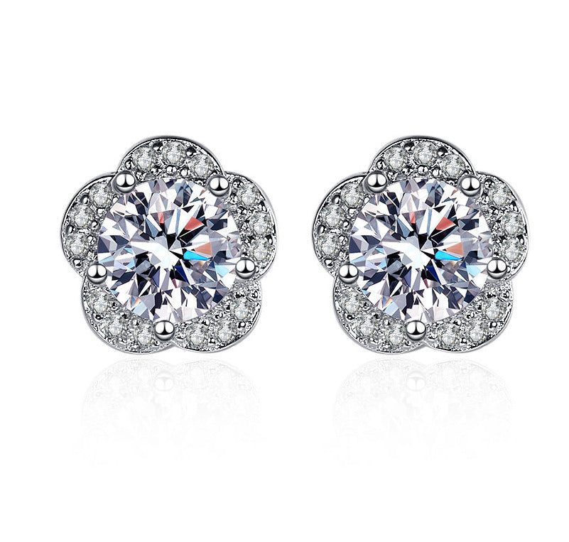 Women's Graceful And Fashionable Flower Zircon Ear Earrings