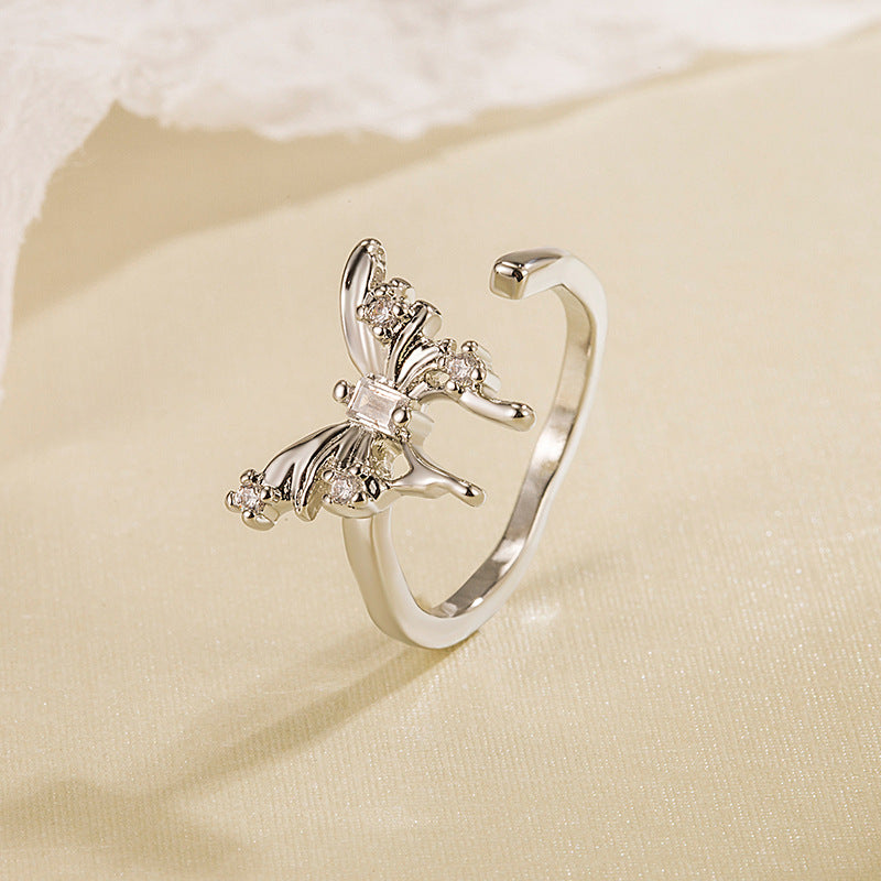 Irregular Three-dimensional Butterfly Opening Female Niche Design Adjustable Rings