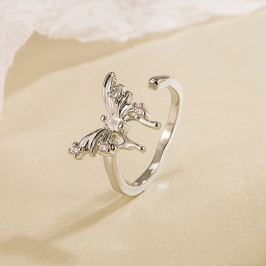 Irregular Three-dimensional Butterfly Opening Female Niche Design Adjustable Rings