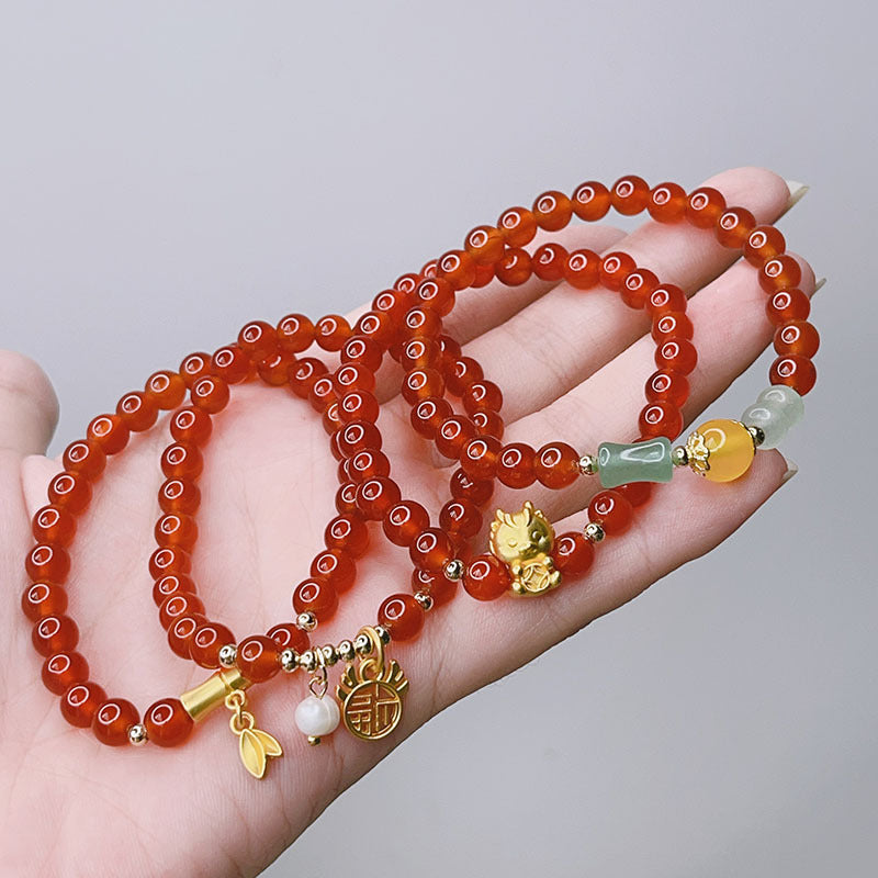 Agate Lucky Bag Zodiac Dragon Birthday Bracelets