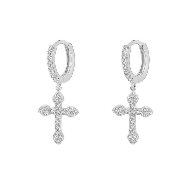 Trendy Rhinestone Zircon Cross Eardrops Style Ear Buckle