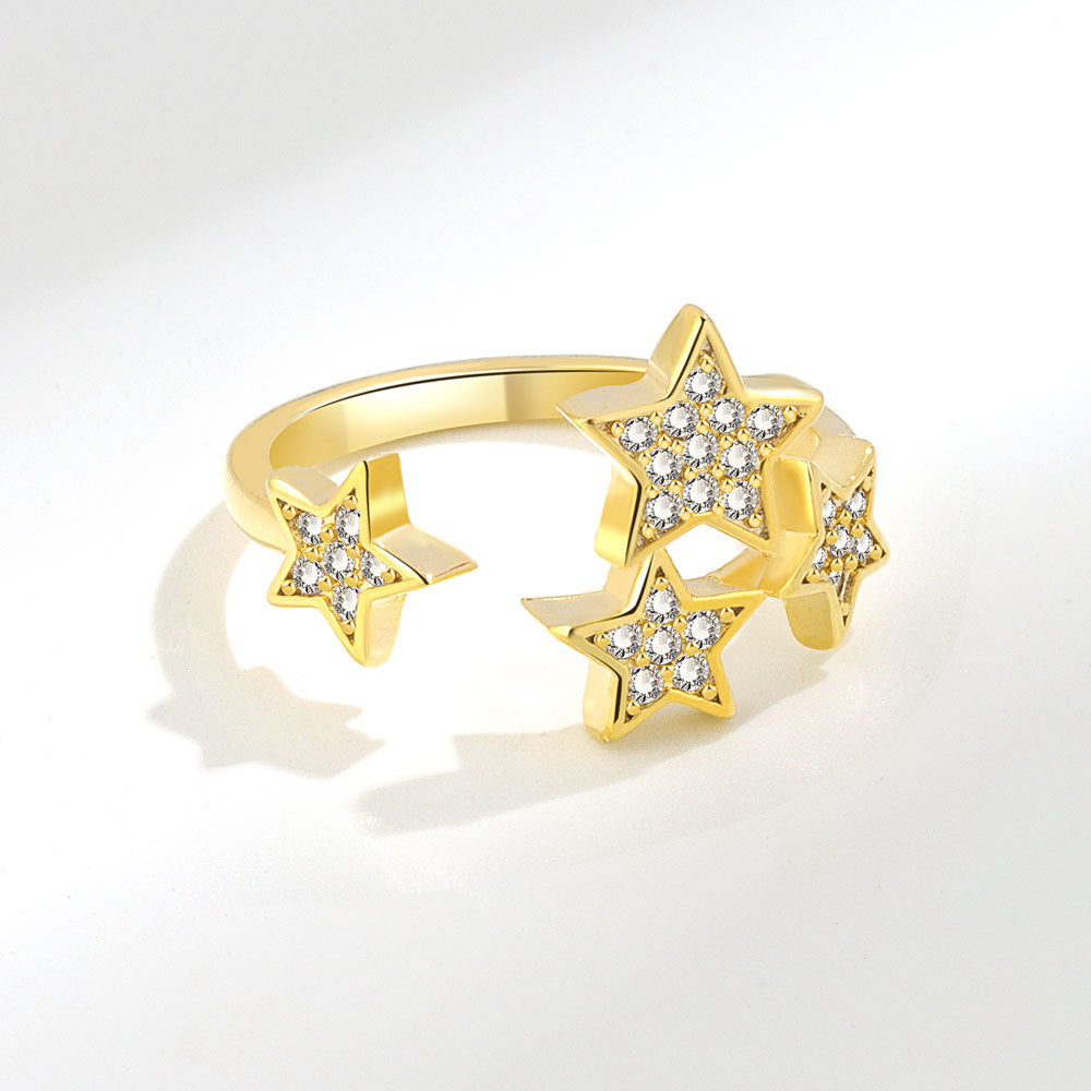 Sweet Full Diamond Starry Sky Opening Rings
