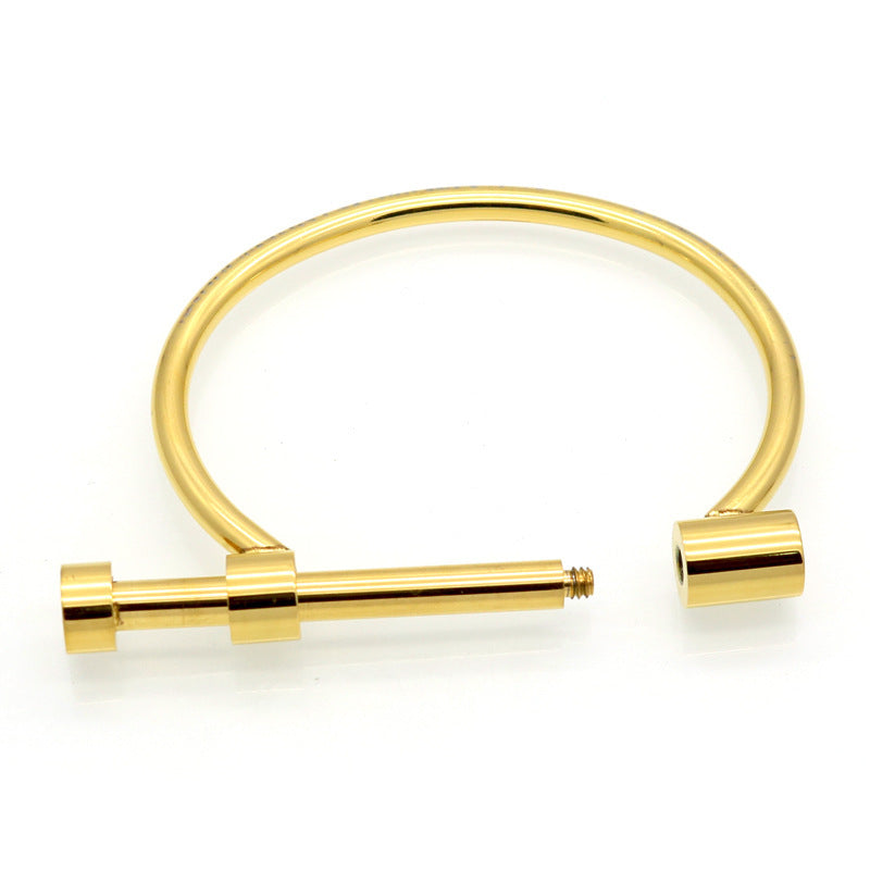 Personality Trendy Titanium Steel Horseshoe Female Vacuum Gold Word Vachette Bracelets