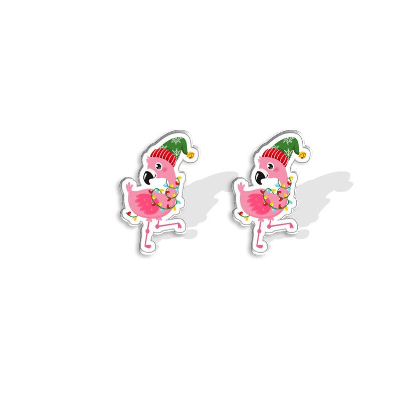 Acrylic Christmas Holiday Female Creative Cartoon Hat Resin Stud Earrings