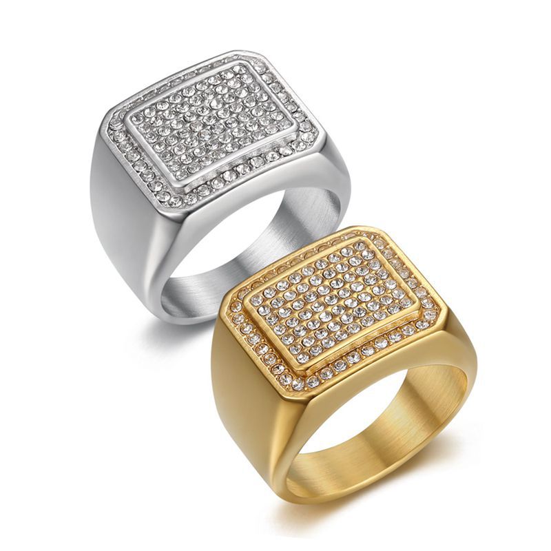 Men's Hip Hop Titanium Steel Vacuum Plating Full Ring