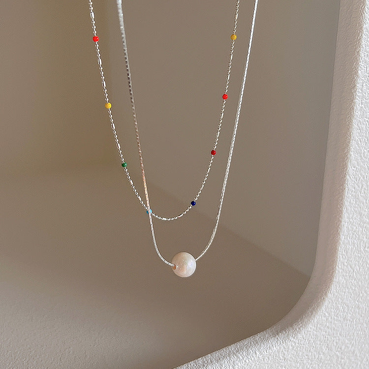 Super Fairy Regenbogen-Beanie-Halsketten mit runden Perlen