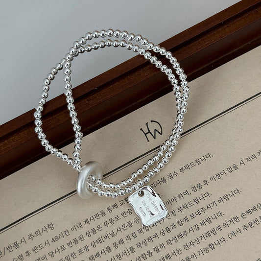 Women's Letters Square Plate Double Layer Ball Bracelets