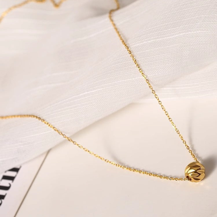 Whole Titanium Steel Cold Wind Wave Mark Ball Beads Necklace