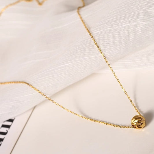 Whole Titanium Steel Cold Wind Wave Mark Ball Beads Necklace