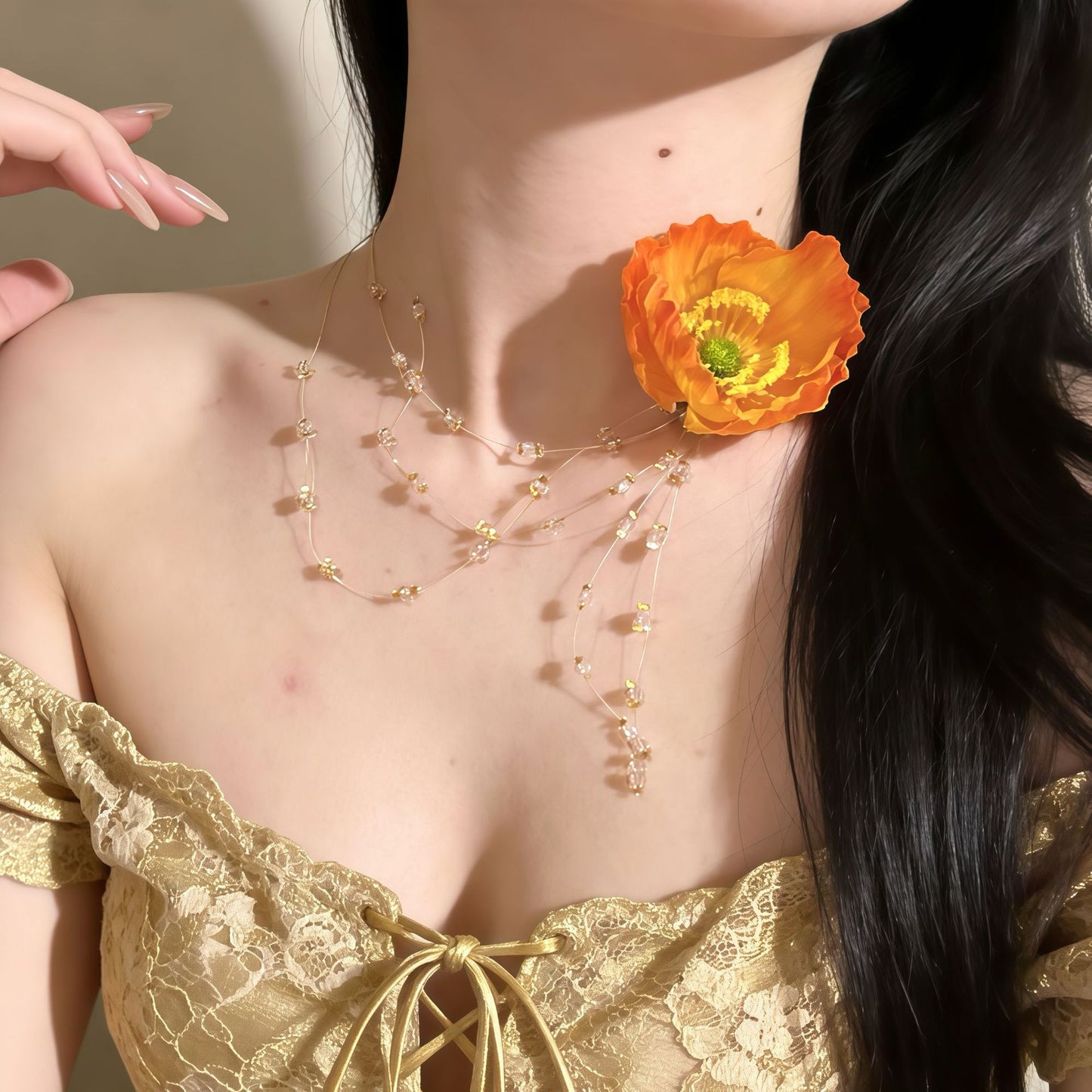 Women's Flower Beaded For Vacation Style Atmosphere Clavicle Necklace