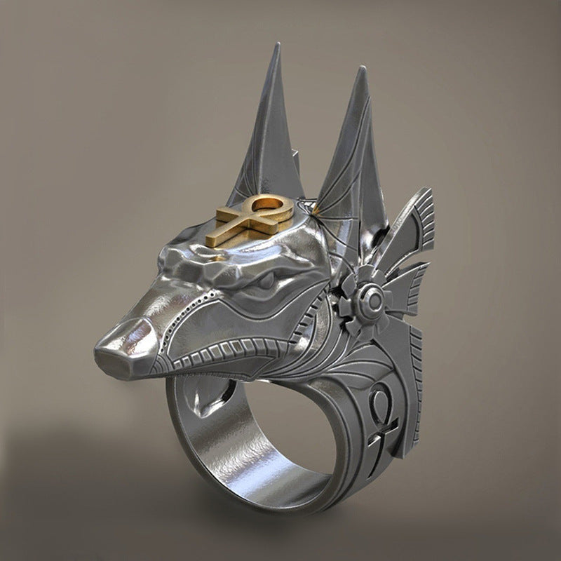 Men's Vintage Anubis Ancient Egyptian Wolf Head Rings
