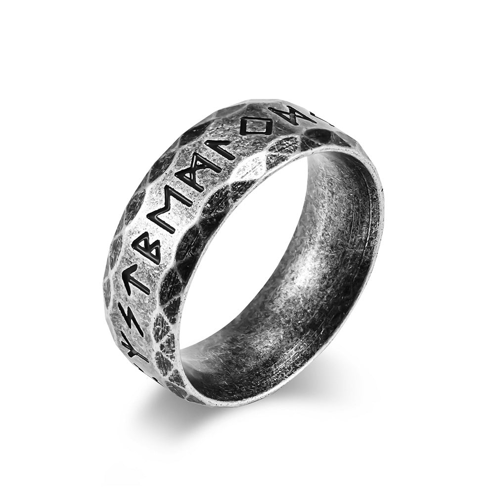 Bagues en argent antique en acier titane avec texte Viking nordique pour hommes