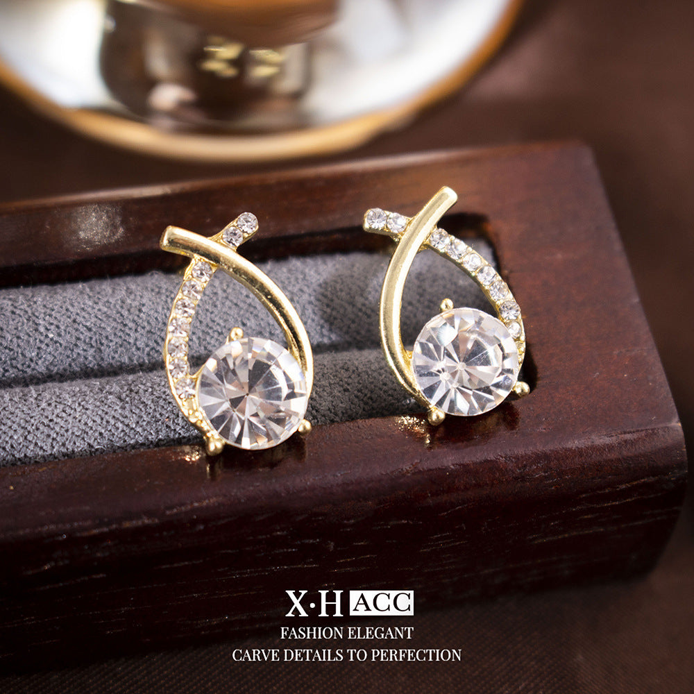 Women's Sier Cross Fishtail Korean Style Simple Geometric Fashion Earrings