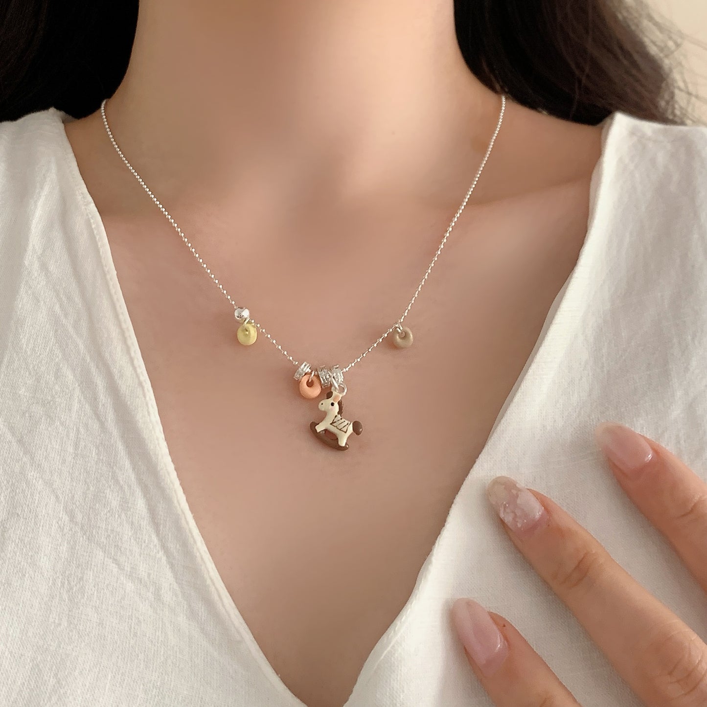 Children's Dopamine Colored Drip Glaze Pony Female Sweet Exquisite Cute Clavicle Necklace
