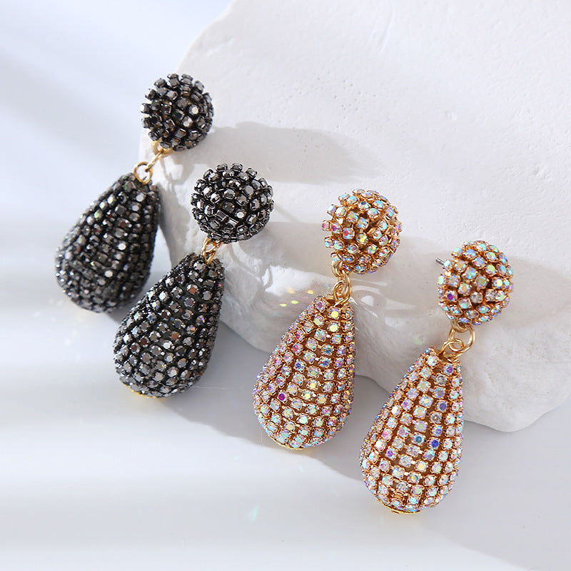 Fashion Style Colorful Crystals Super Flash Drop-shaped Earrings