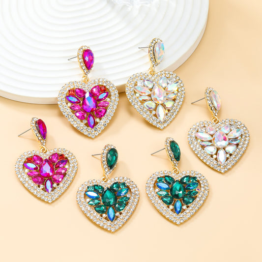 Colorful Crystals Love Heart-shaped Female Splendid Earrings