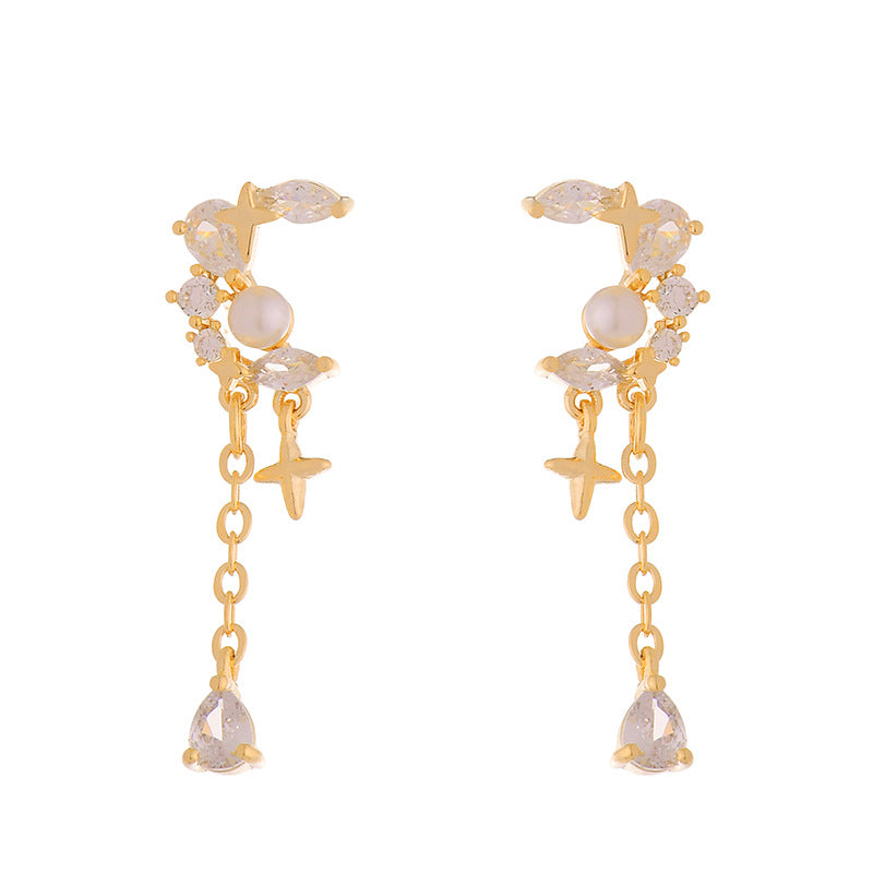 Tassel Chain Water Drop Star And Earrings