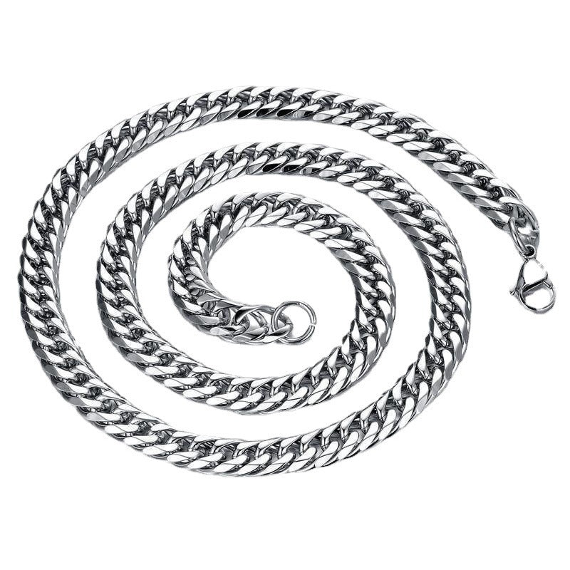 Stainless Steel Six-sided Grinding Cuban Link Chain Simple Necklaces