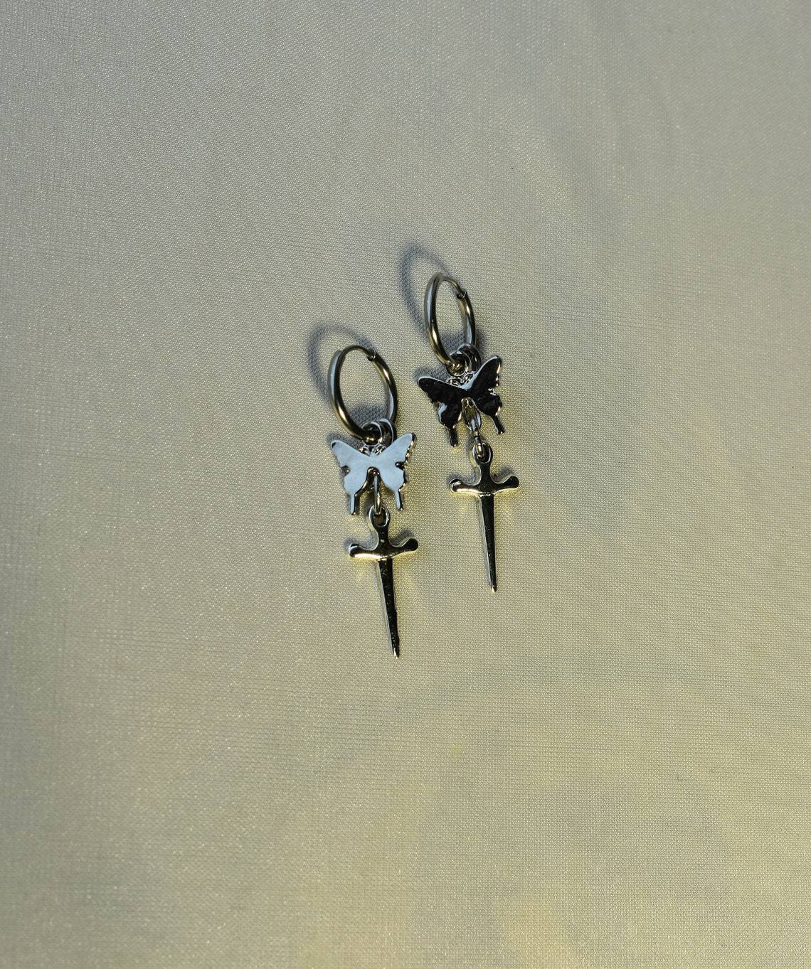 Attractive Versatile Personality Butterfly Dagger Gothic Earrings