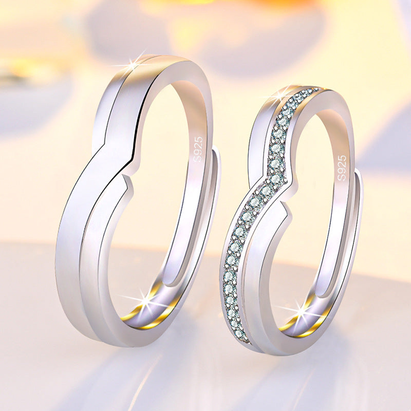 Women's & Men's Couple And Overlapping Design Light Luxury Gang Drill Rings