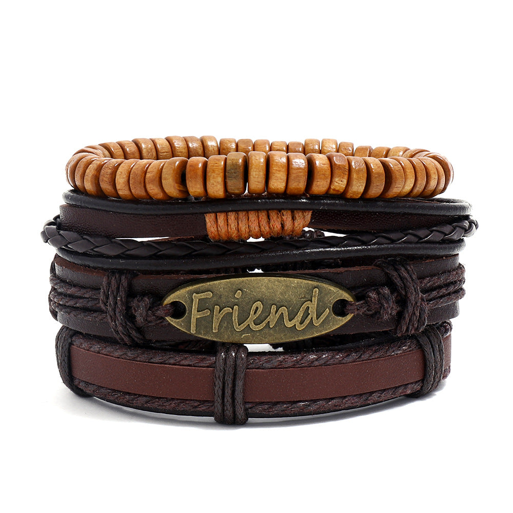 Women's & Men's & Simple Retro Set Braided Leather And Bracelets