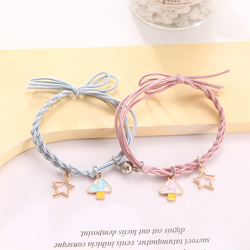 Paire de bracelets en caoutchouc pour couple féminin, pour petit ami