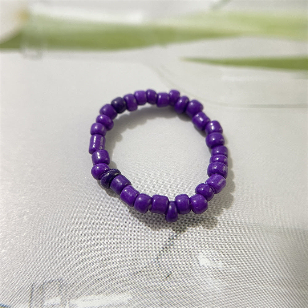 Bead Flower Colorful Woven Small Index Finger Female Rings