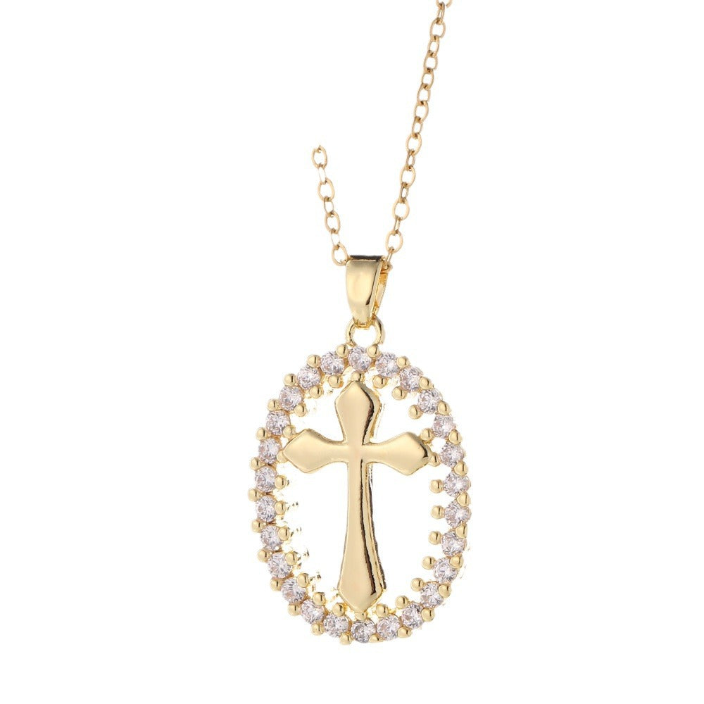 Gold Cross Pendant Female Design Cold Necklaces