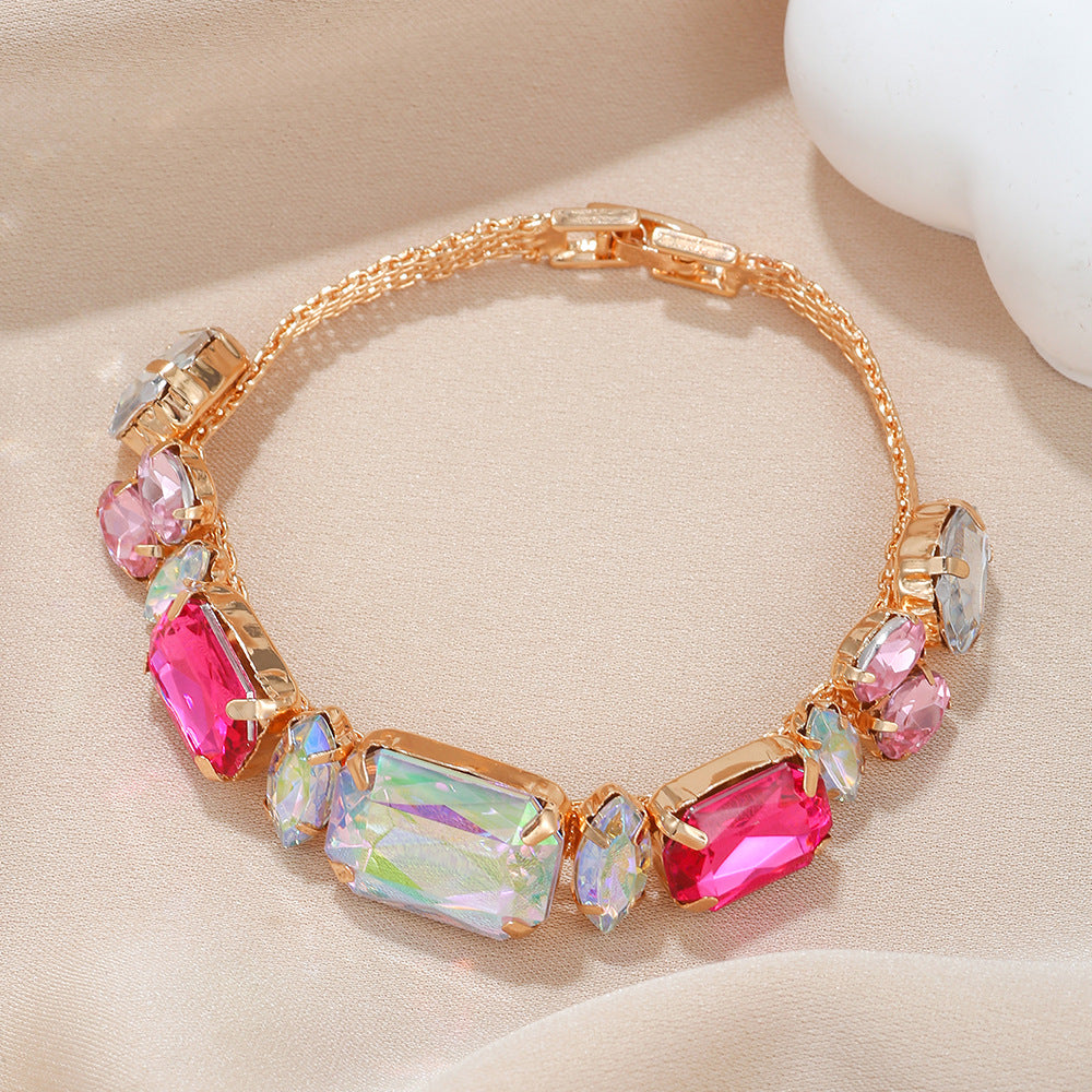 Colorful Gem Emerald High-grade Rose Ruby Bracelet