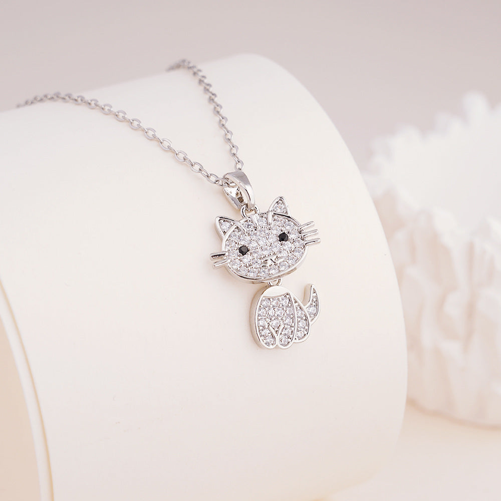 Dripping Oil Cute Cat Female Design Exquisite Fashion Personality Stainless Necklace