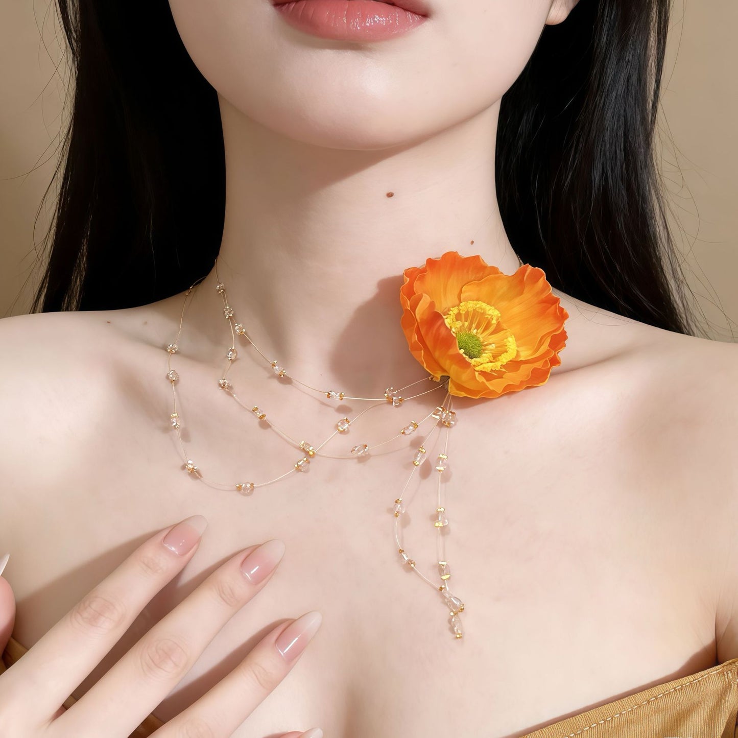 Women's Flower Beaded For Vacation Style Atmosphere Clavicle Necklace